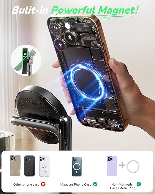 5-in-1 Magnetic Wireless Charging Station w/ Alarm Clock & Night Light شاحن لاسلكي مغناطيسي 5×1 مع منبّه وضوء ليلي