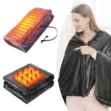 Electric Heated Plush Blanket – USB Warm Shawl for Home, Office & Travel بطانية دافئة كهربائية فاخرة – شال تدفئة USB للاستخدام في المنزل والمكتب والسفر
