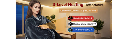 Electric Heated Plush Blanket – USB Warm Shawl for Home, Office & Travel بطانية دافئة كهربائية فاخرة – شال تدفئة USB للاستخدام في المنزل والمكتب والسفر