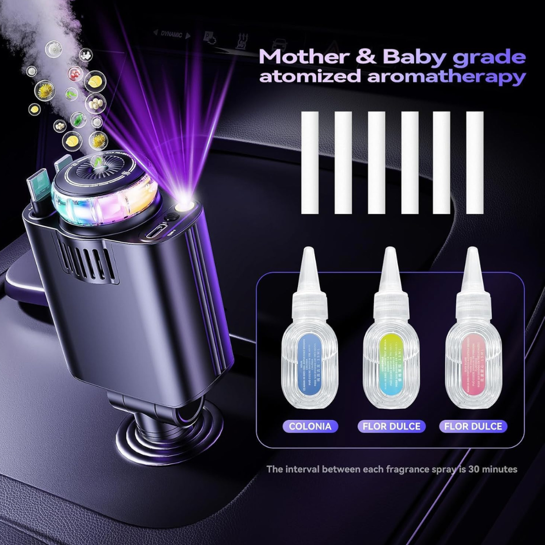 5-in-1 Starlight Car Charger – 45W Fast Charging with Multi-Cable & Air Freshener | شاحن سيارة متعدد الوظائف 5 في 1 مع إضاءة و معطر