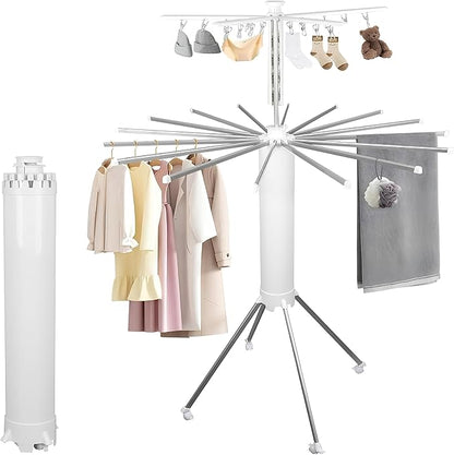 360° Rotating Laundry Drying Stand  Foldable Heavy Duty Clothes Rack|منشر غسيل دوّار 360° قابل للطي وقوي التحمل