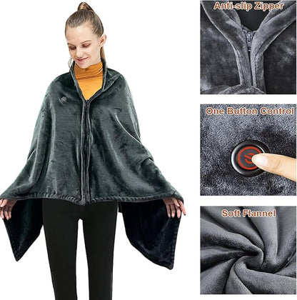 Electric Heated Plush Blanket – USB Warm Shawl for Home, Office & Travel بطانية دافئة كهربائية فاخرة – شال تدفئة USB للاستخدام في المنزل والمكتب والسفر