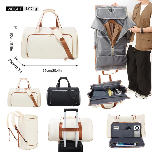 3-in-1 Waterproof Travel Duffel Bag – Large 50L Convertible Garment & Shoe Organizer | حقيبة سفر متعددة الاستخدامات 3 في 1 مقاومة للماء