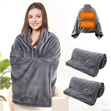 Electric Heated Plush Blanket – USB Warm Shawl for Home, Office & Travel بطانية دافئة كهربائية فاخرة – شال تدفئة USB للاستخدام في المنزل والمكتب والسفر