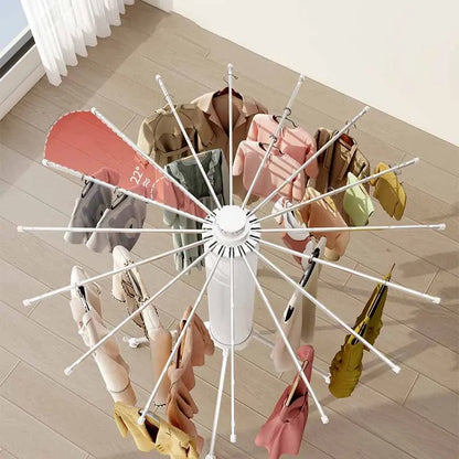 360° Rotating Laundry Drying Stand  Foldable Heavy Duty Clothes Rack|منشر غسيل دوّار 360° قابل للطي وقوي التحمل